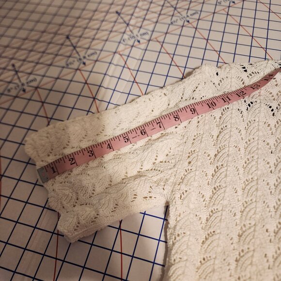 Loulou Studio Adria Open Stitch Cotton Cardigan NWOT White Med small mark - Picture 9 of 12